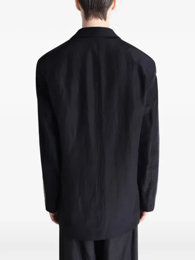 Lemaire Double-breasted Coat In Blue