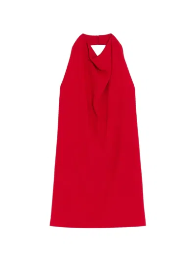 Valentino Womens Paris Halter-neck Silk-crepe Mini Dress In Red