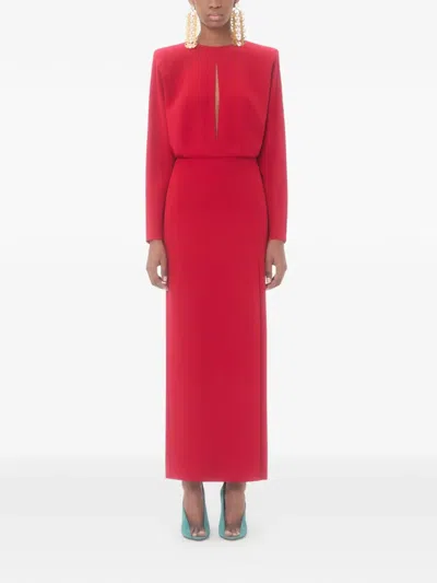 Valentino Donna Long Sleeve Blouson Silk Cady Couture Dress In Red