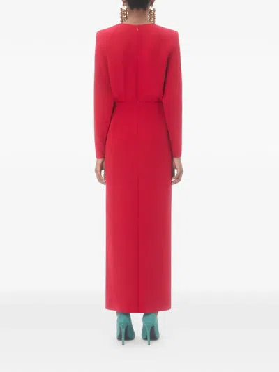 Valentino Donna Long Sleeve Blouson Silk Cady Couture Dress In Red