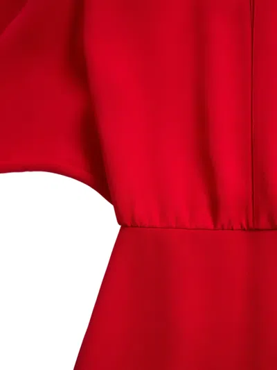 Valentino Donna Long Sleeve Blouson Silk Cady Couture Dress In Red