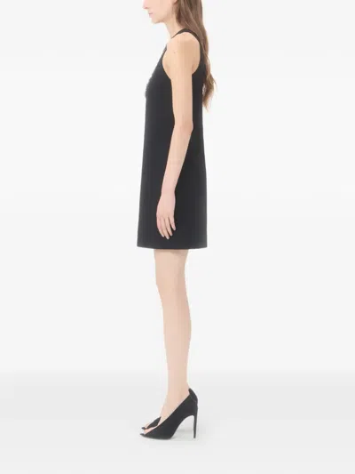 Valentino Garavani Rhinestone Snake Embroidery Crepe Couture Short Dress In Black