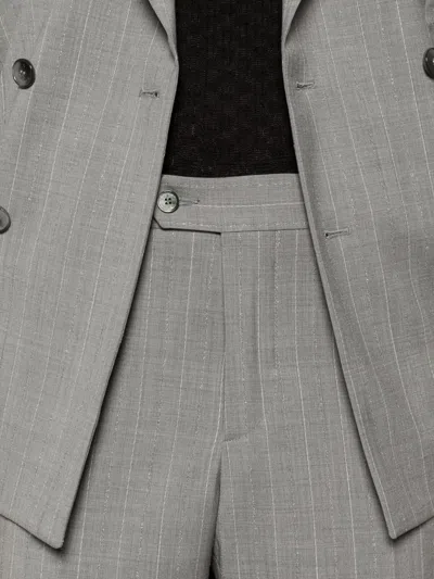 Manuel Ritz Double-breasted Pinstriped Suit In Gray