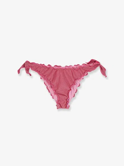 Mc2 Saint Barth Moon Drawstring Ruffled Bikini Bottoms In Pink