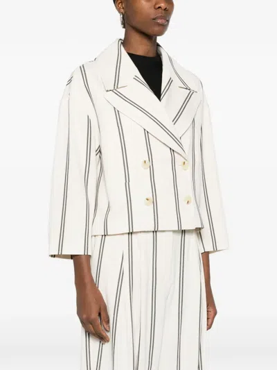 Psophia Stripe-pattern Double-breasted Jacket In Multi