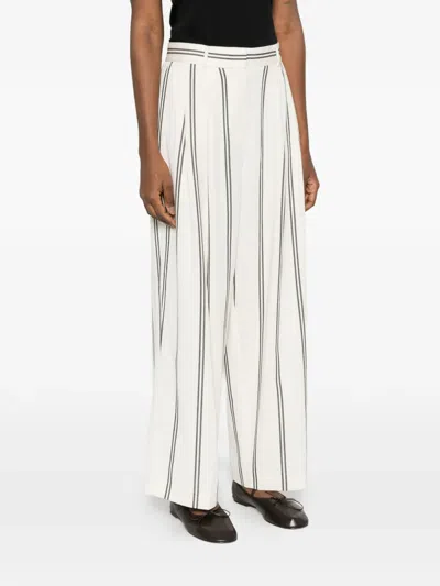 Psophia Stripe-pattern Pleated Trousers In White