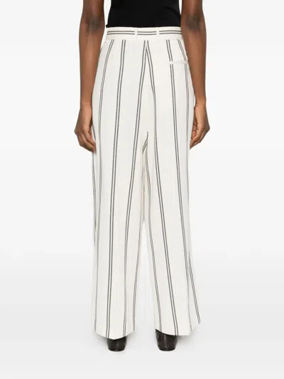 Psophia Stripe-pattern Pleated Trousers In White