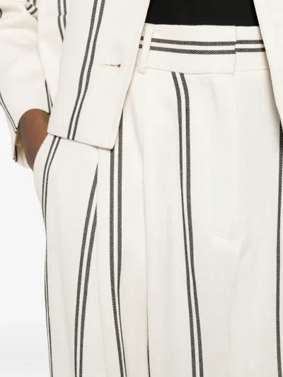 Psophia Stripe-pattern Pleated Trousers In White