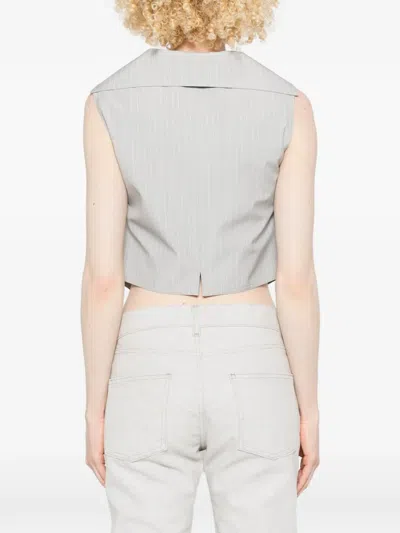 Vivienne Westwood Meryl Waistcoat Pinstripe Shirting Grey 46 Women In White