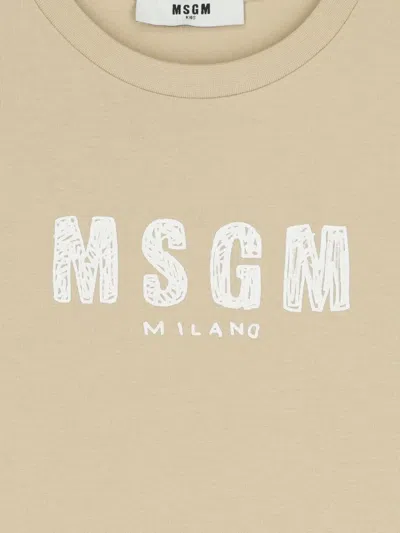 Msgm Logo-print T-shirt In Neutral