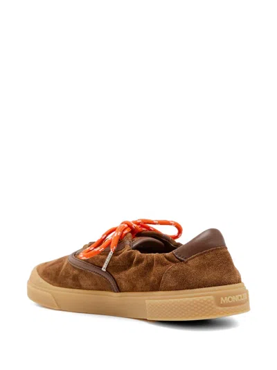 Moncler Luxe Suede Lace-up Sneakers For Women In Brown