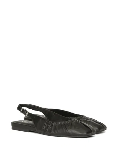 Ash Bibi Ruched Square Toe Slingback Flat In Black