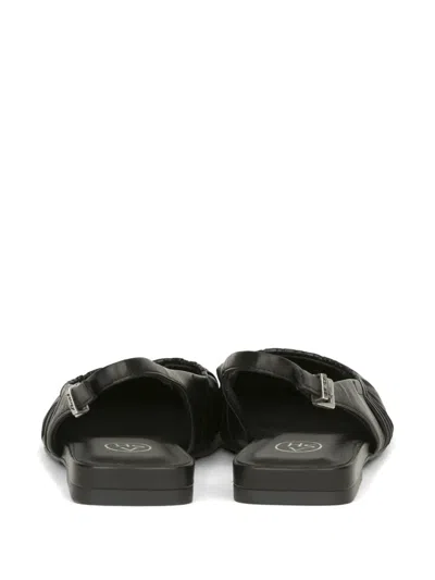 Ash Bibi Ruched Square Toe Slingback Flat In Black