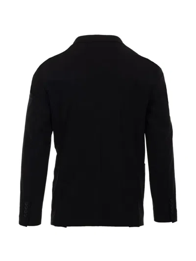 Cruna Tailored Black Notch Lapel Two-button Blazer In Blue