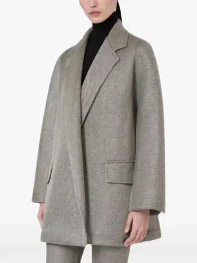 Max Mara Oversized Coat In Jersey Mesh In Gray