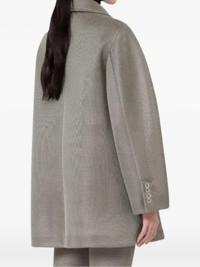 Max Mara Oversized Coat In Jersey Mesh In Gray