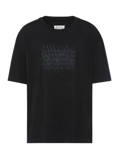 Maison Margiela Classic Black T-shirt With Round Neckline And Short Sleeves In Black