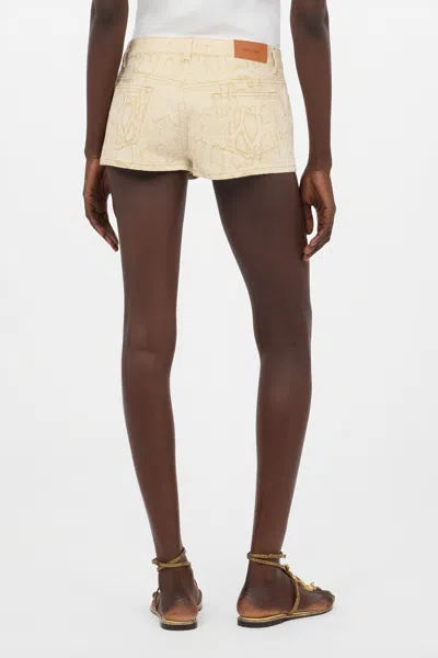 Roberto Cavalli White Micro Shorts With Gold Python Pattern In Multi