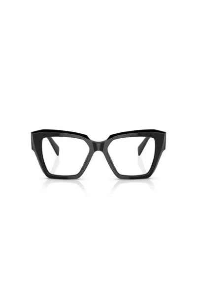 Prada 51mm Square Optical Glasses In Black