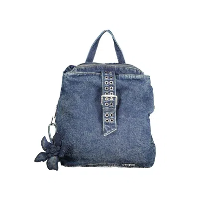 Desigual Small Denim Floral Backpack In Blue