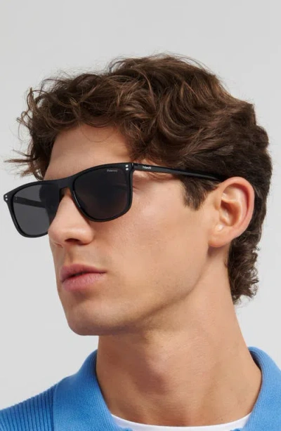 Polaroid 55mm Polarized Rectangular Sunglasses In Gold