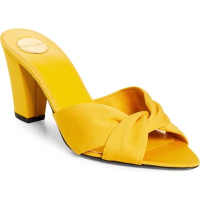 Saint Laurent Fabric Franciane Sandals Cone Heel Knotted In Yellow