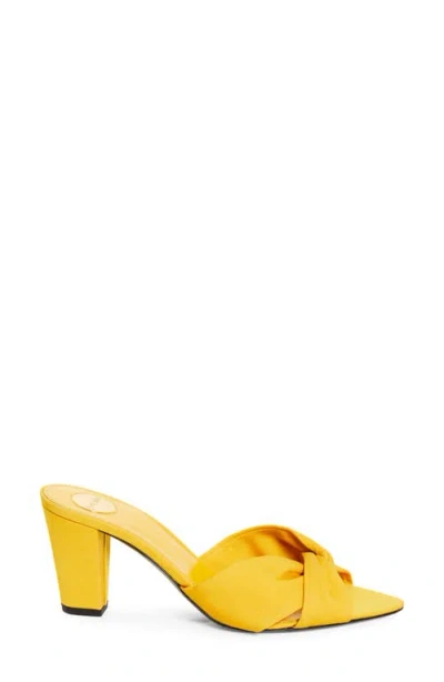 Saint Laurent Fabric Franciane Sandals Cone Heel Knotted In Yellow