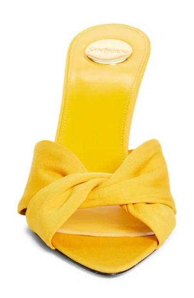 Saint Laurent Fabric Franciane Sandals Cone Heel Knotted In Yellow