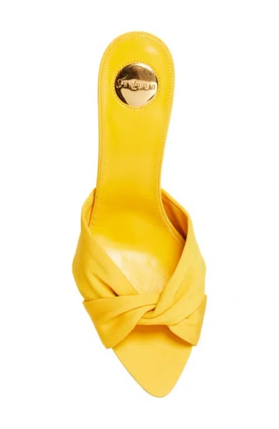 Saint Laurent Fabric Franciane Sandals Cone Heel Knotted In Yellow