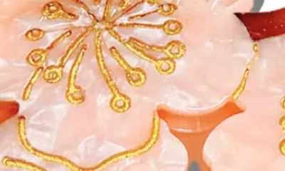 Solar Eclipse Cherry Blossom Claw Clip In Orange