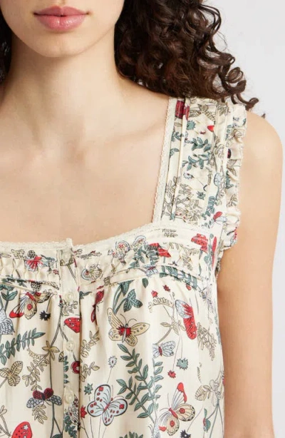 The Great Victorian Silk Flutter-sleeve Top In Gold