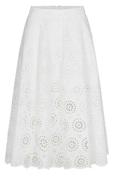 Frame The Solstice Eyelet Midi Skirt In White