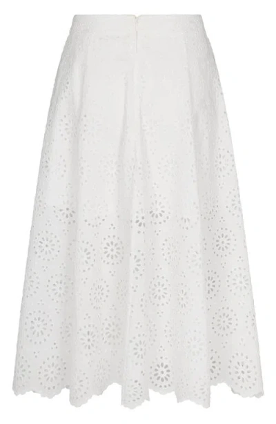 Frame The Solstice Eyelet Midi Skirt In White