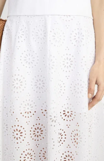 Frame The Solstice Eyelet Midi Skirt In White