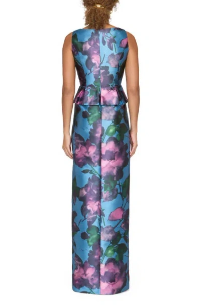 Kay Unger Celeste Column Gown In Multi