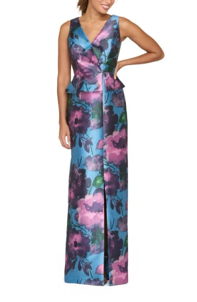 Kay Unger Celeste Column Gown In Multi