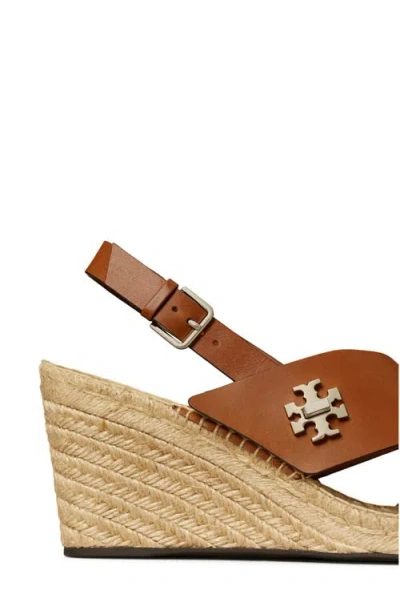 Tory Burch Turnlock Espadrille Slingback Platform Wedge Sandal In Brown