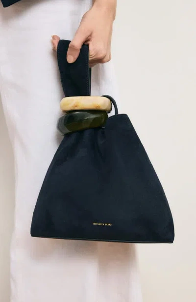 Veronica Beard Suede Swing Top Handle Bag In Blue
