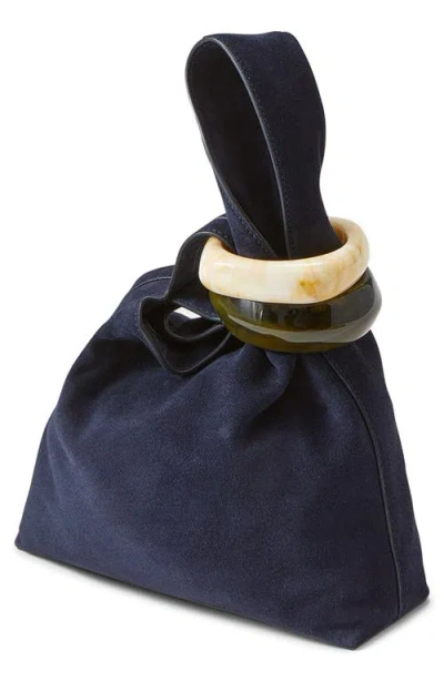 Veronica Beard Suede Swing Top Handle Bag In Blue