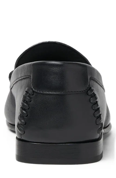 Fendi Men Leather Loafers With Metal Ff Logo In Black