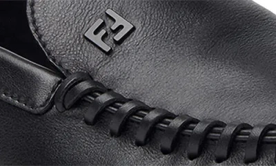 Fendi Men Leather Loafers With Metal Ff Logo In Black