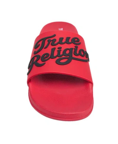 True Religion Drake Script Logo Pool Slide In Red
