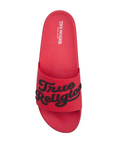 True Religion Drake Script Logo Pool Slide In Red