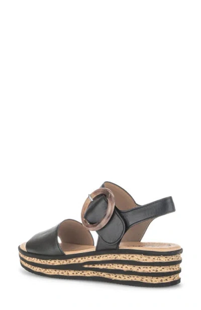 Gabor Ankle Strap Wedge Sandal In Black