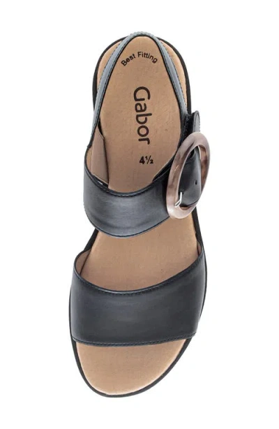 Gabor Ankle Strap Wedge Sandal In Black