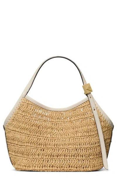 Kate Spade New York Deco Straw Small Tulip Tote Bag In Neutral