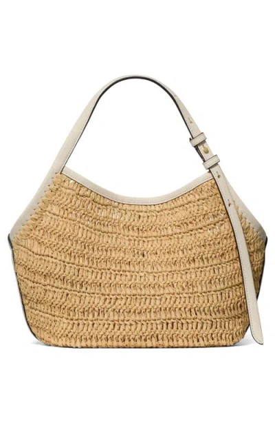 Kate Spade New York Deco Straw Small Tulip Tote Bag In Neutral