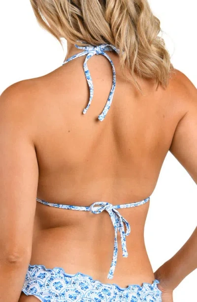 Citrus Penny Ruffle Triangle Bikini Top In Multi