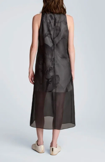 Kenneth Cole Sheer Overlay Crewneck Mini A-line Dress In Black