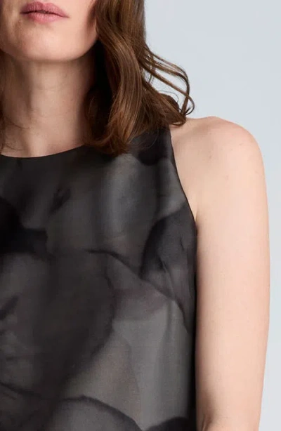 Kenneth Cole Sheer Overlay Crewneck Mini A-line Dress In Black